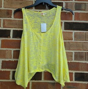 Olsenboye Yellow Burn Out Tank Top